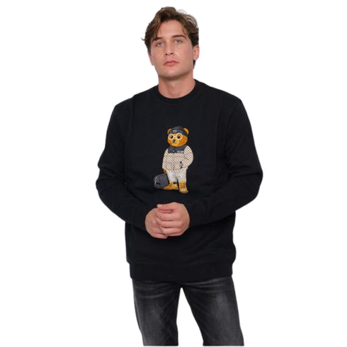 Baron Filou Felpa girocollo Felpa Uomo con stampa sul petto Nero - Francavilla Moda